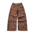 Custom Men's Brown Jacquard Baggy Distressed Jeans