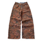 Custom Men's Brown Jacquard Baggy Distressed Jeans