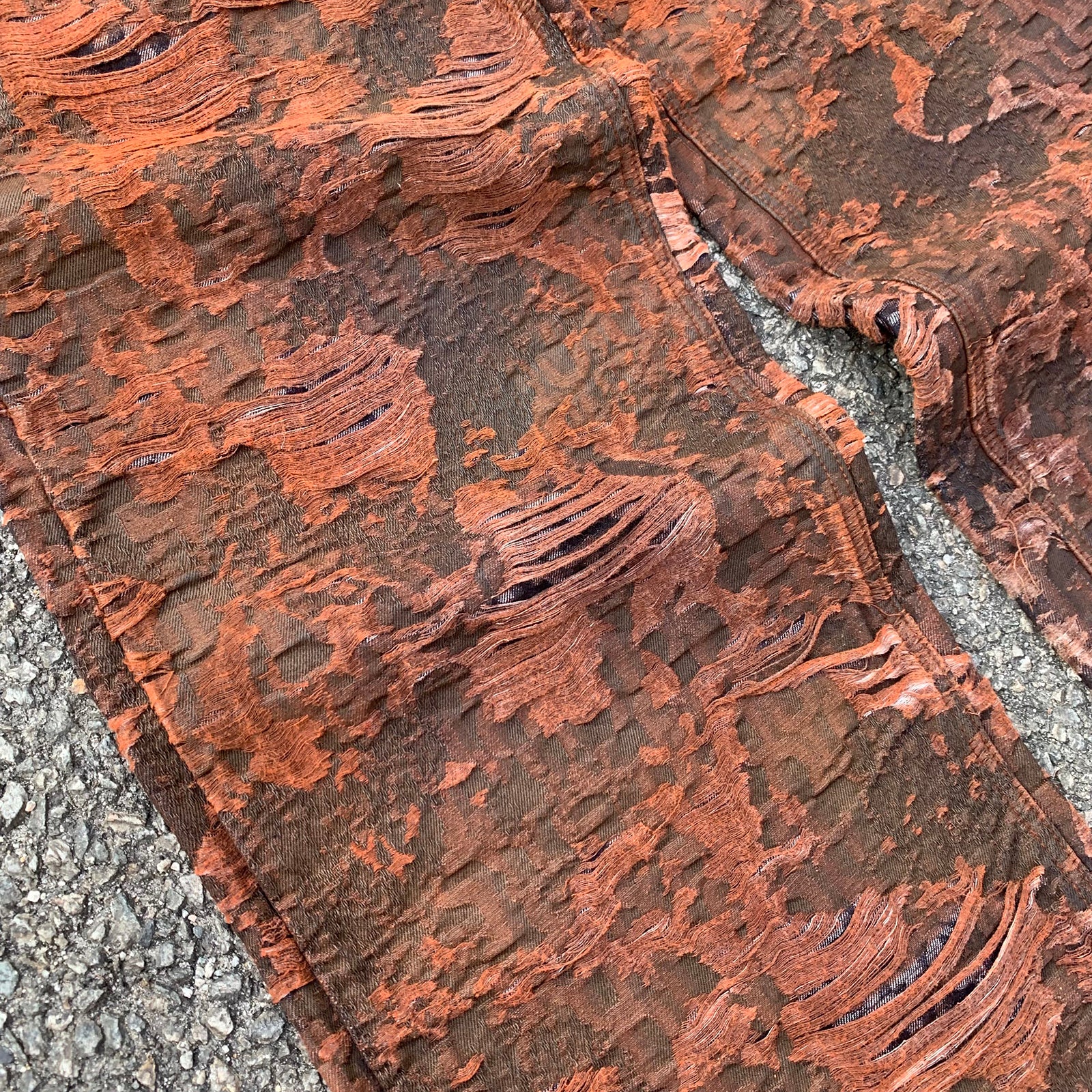 Custom Men's Brown Jacquard Baggy Distressed Jeans
