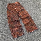 Custom Men's Brown Jacquard Baggy Distressed Jeans