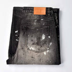 Custom Men's Black Baggy Selvedge Denim Jeans With Paint Splatters