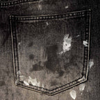 Custom Men's Black Baggy Selvedge Denim Jeans With Paint Splatters