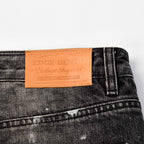 Custom Men's Black Baggy Selvedge Denim Jeans With Paint Splatters