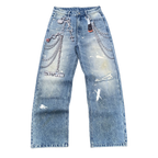 Custom Men's Baggy Digital Printing Jeans With Distressed
