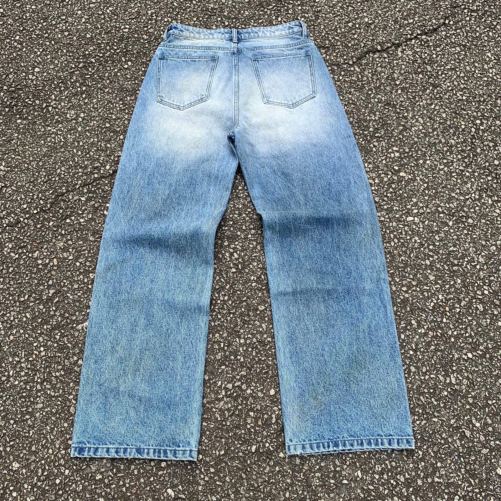 Custom Men's Baggy Digital Printing Jeans With Distressed