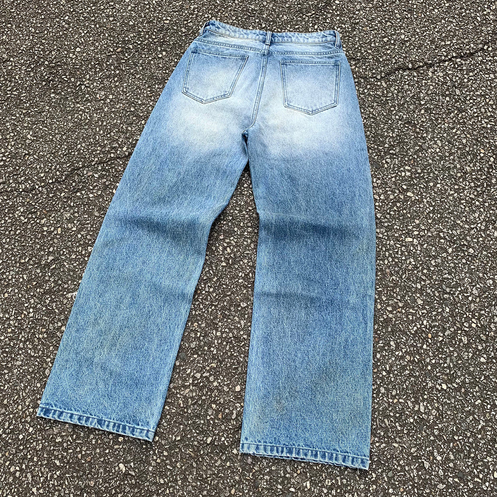 Custom Men's Baggy Digital Printing Jeans With Distressed