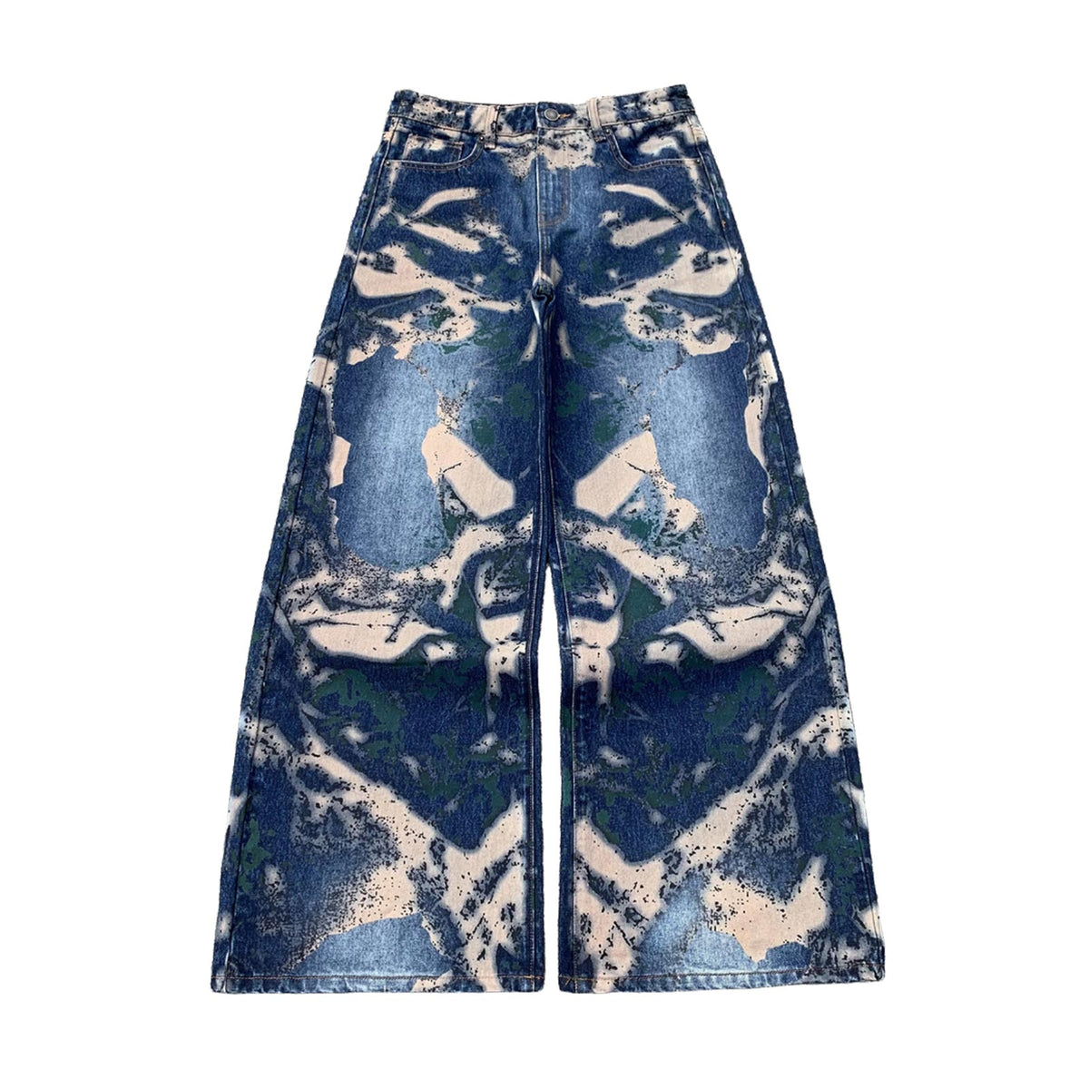 Custom Men's Blue Wide Leg Jeans