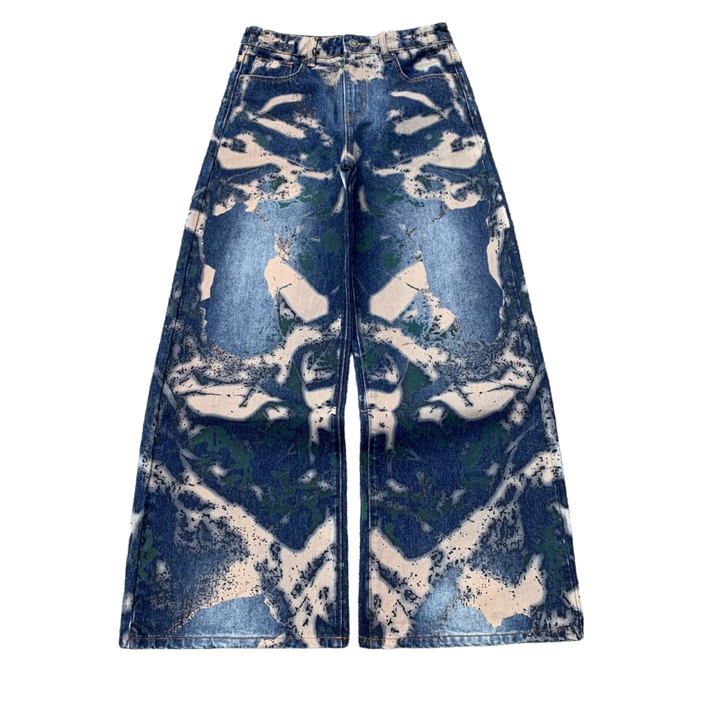 Custom Men's Blue Wide Leg Jeans
