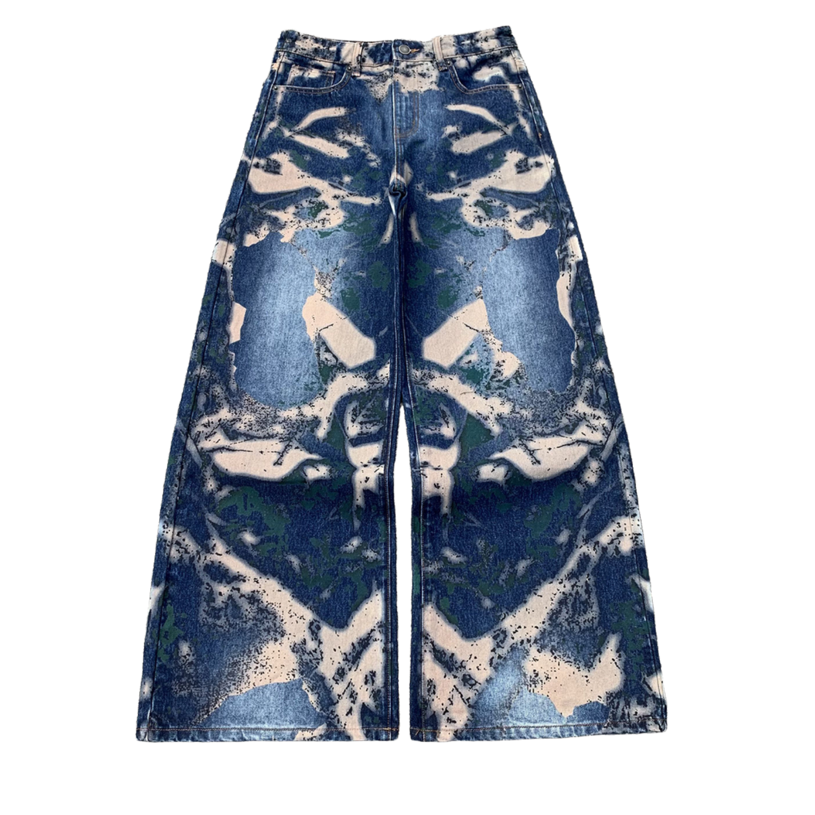 Custom Men's Blue Wide Leg Jeans