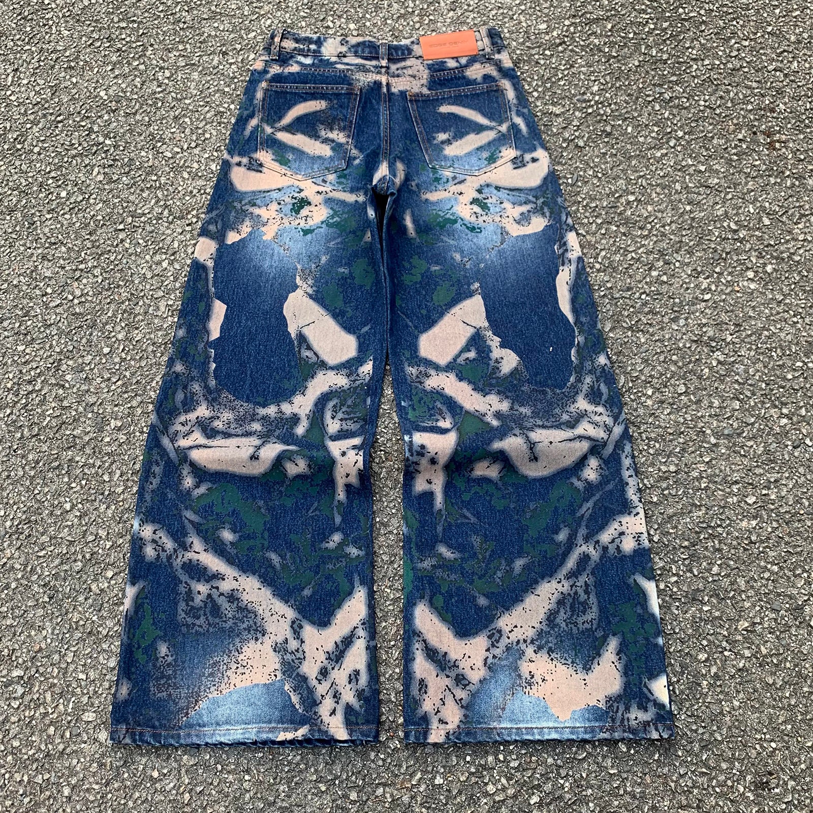 Custom Men's Blue Wide Leg Jeans