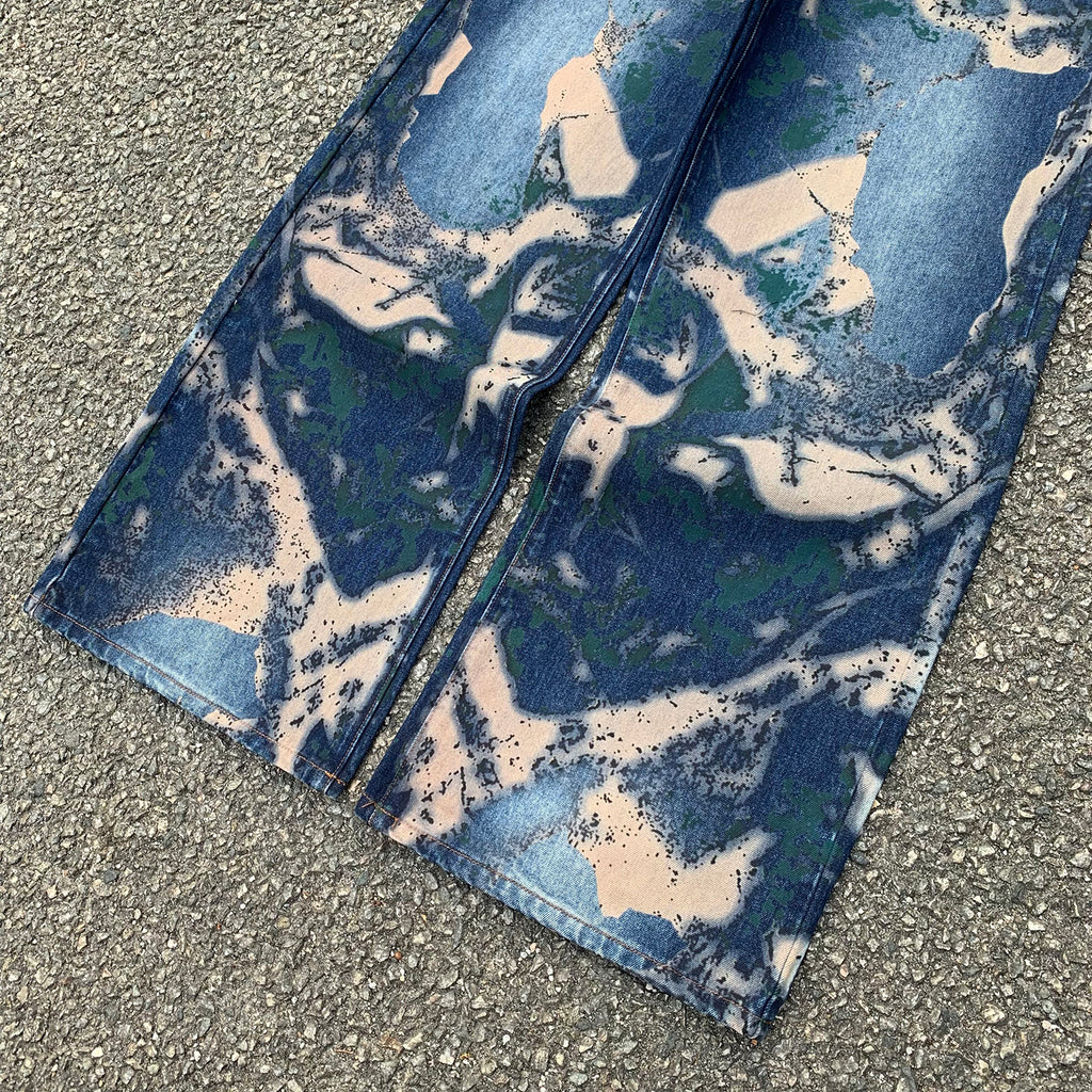 Custom Men's Blue Wide Leg Jeans