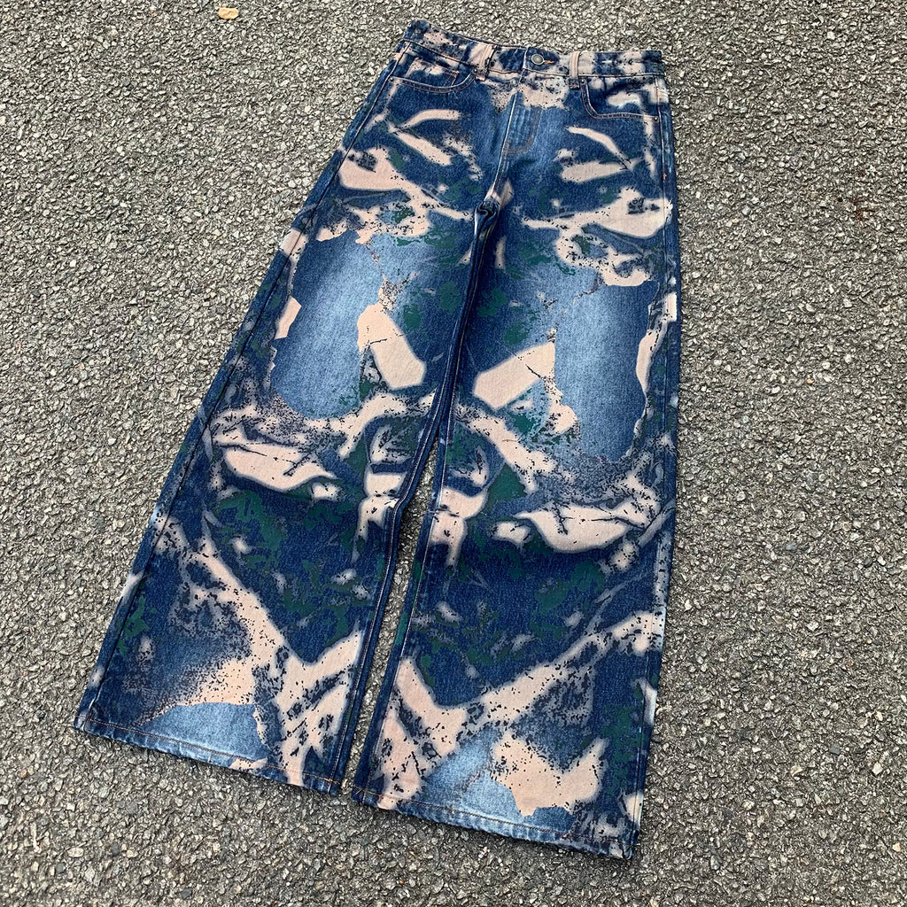 Custom Men's Blue Wide Leg Jeans