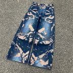 Custom Men's Blue Wide Leg Jeans
