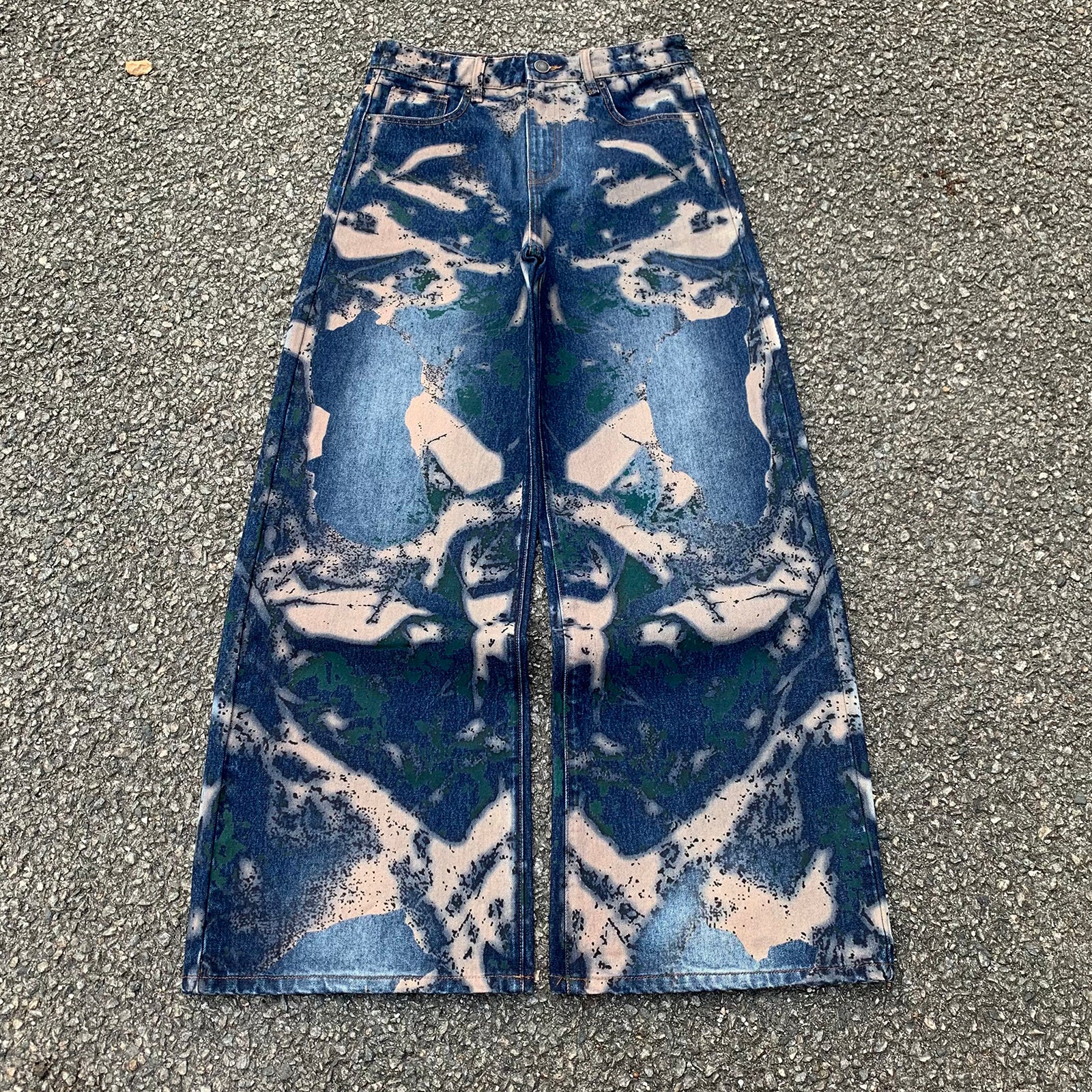 Custom Men's Blue Wide Leg Jeans