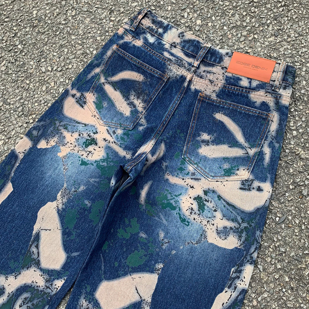 Custom Men's Blue Wide Leg Jeans