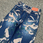 Custom Men's Blue Wide Leg Jeans