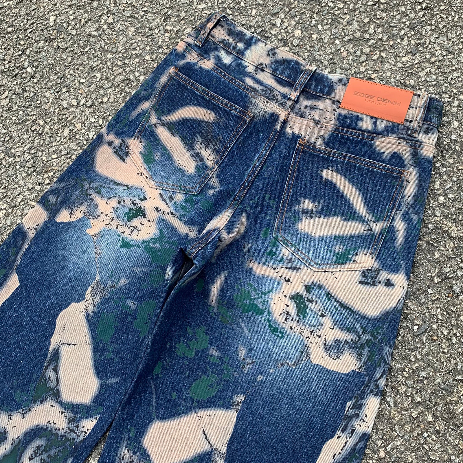 Custom Men's Blue Wide Leg Jeans