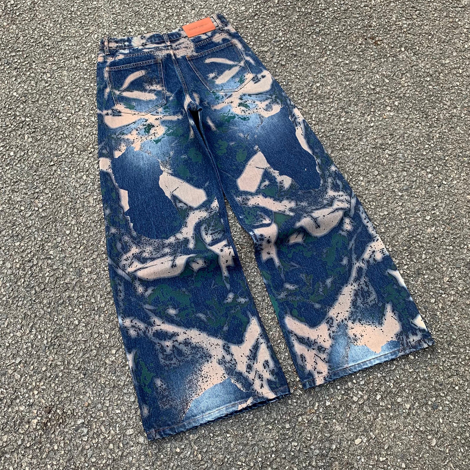 Custom Men's Blue Wide Leg Jeans