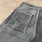 Custom Men's Grey Waxed Baggy Jeans Shorts