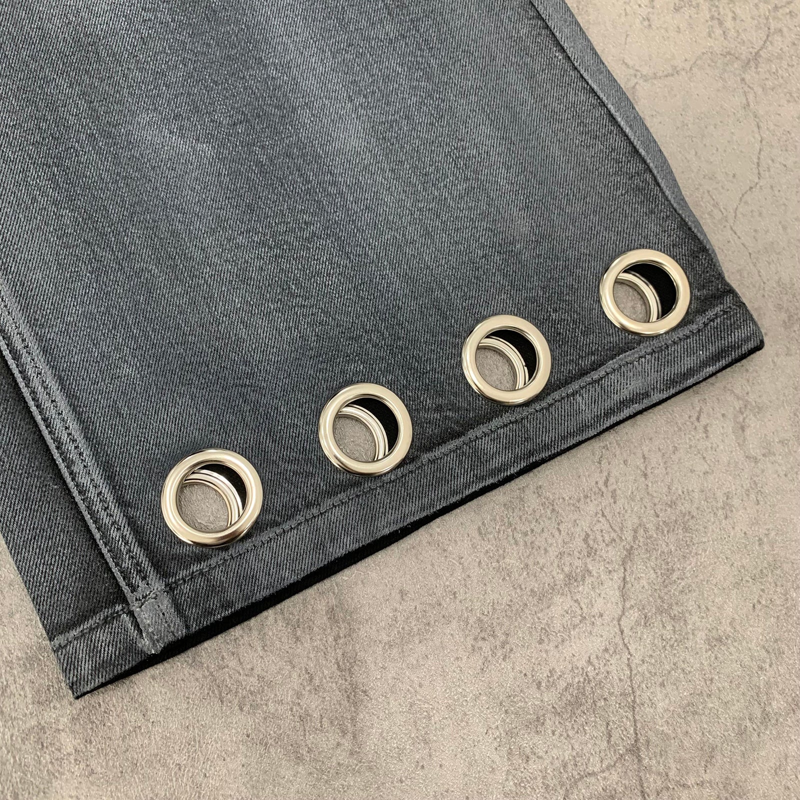 Custom Men's Grey Waxed Baggy Jeans Shorts