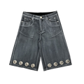 Custom Men's Grey Waxed Baggy Jeans Shorts