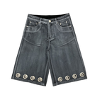 Custom Men's Grey Waxed Baggy Jeans Shorts
