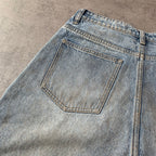 Custom Men's Blue Baggy Distressed Vintage Jeans Shorts With Dirty Washed
