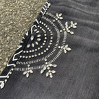 Custom Men's Black Rhinestone Raw Hem Jeans Shorts