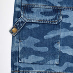 Custom Blue Jeans Overalls Jumpsuits With Camo Laser Printing