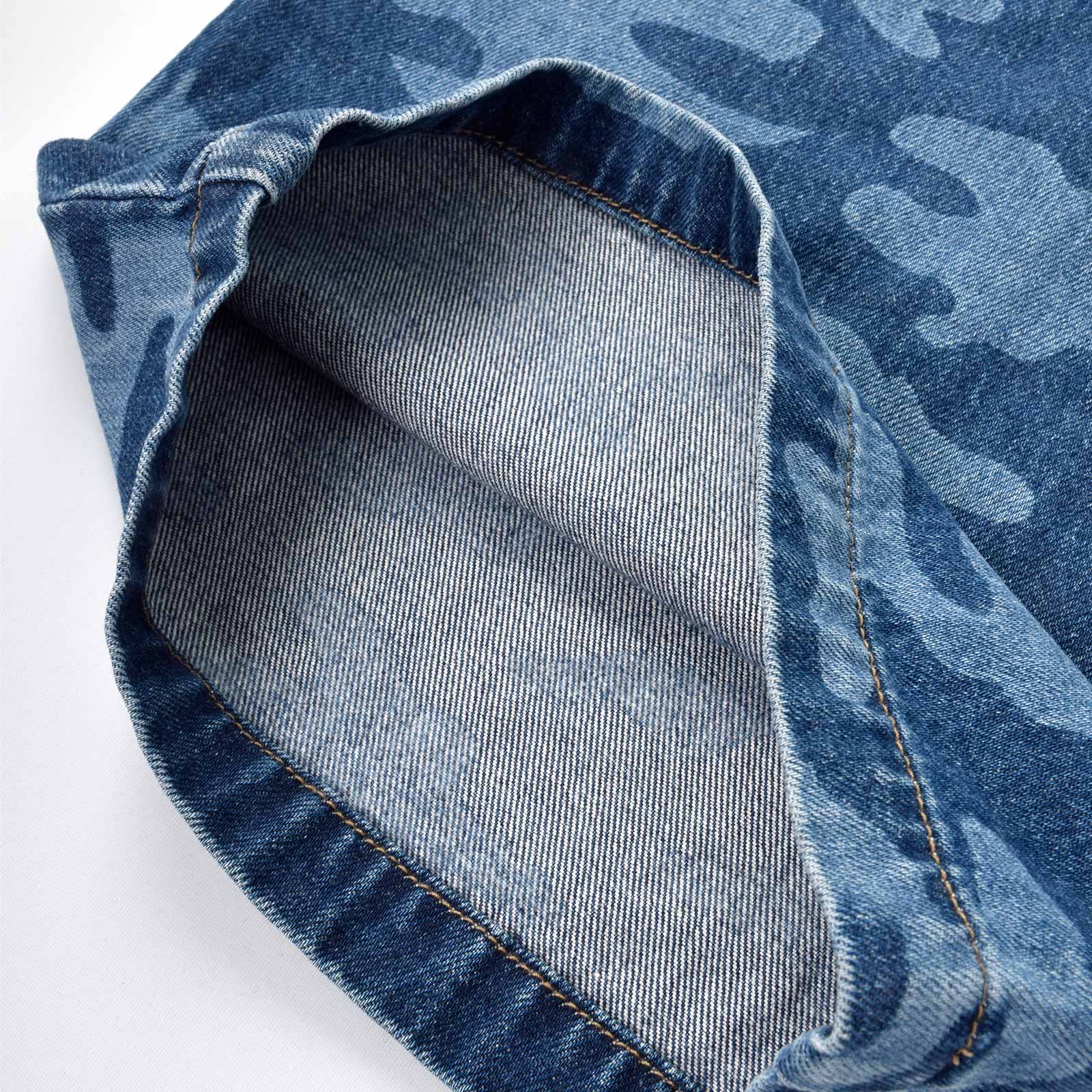 Custom Blue Jeans Overalls Jumpsuits With Camo Laser Printing