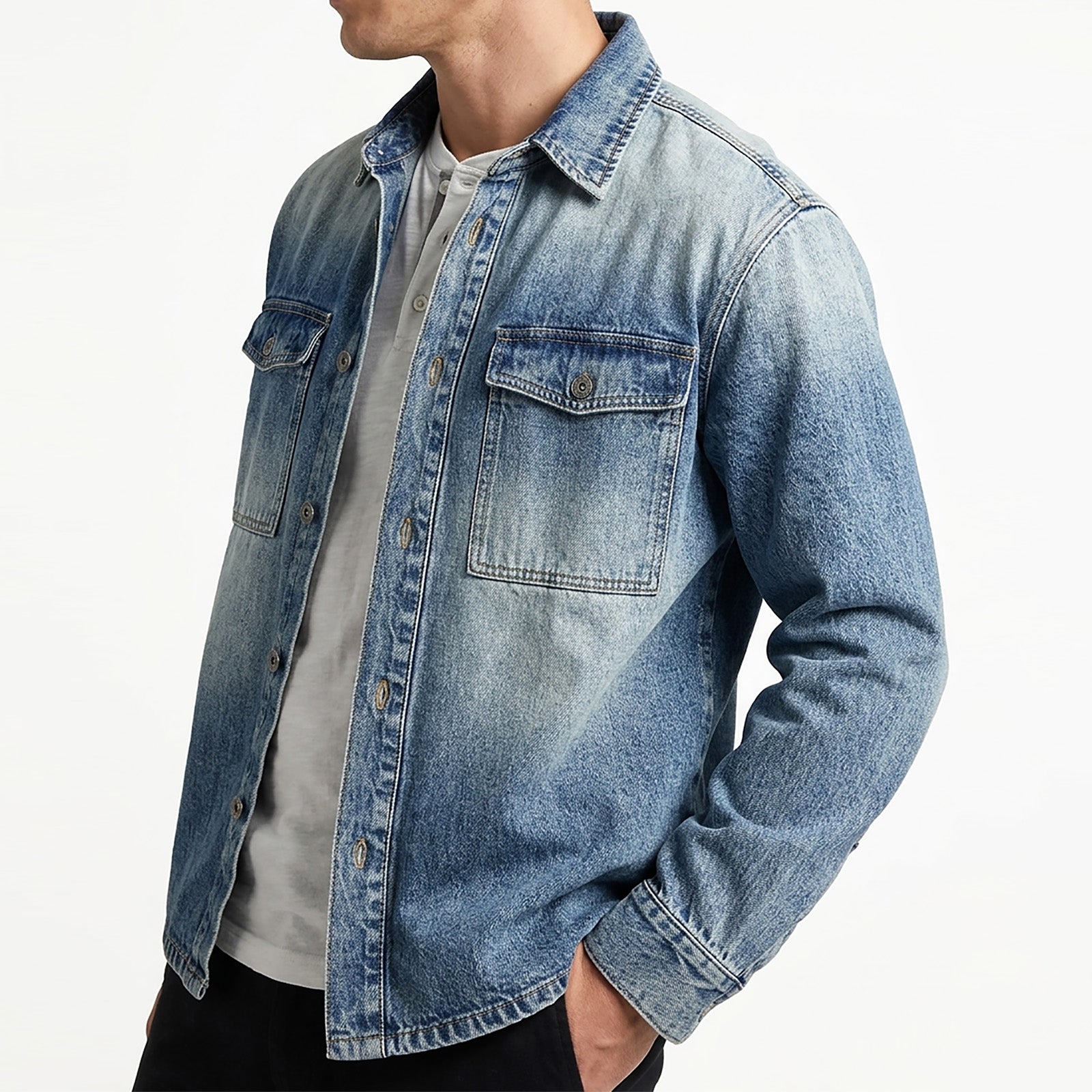 Custom Men's Blue Oversized Selvedge Denim Jacket