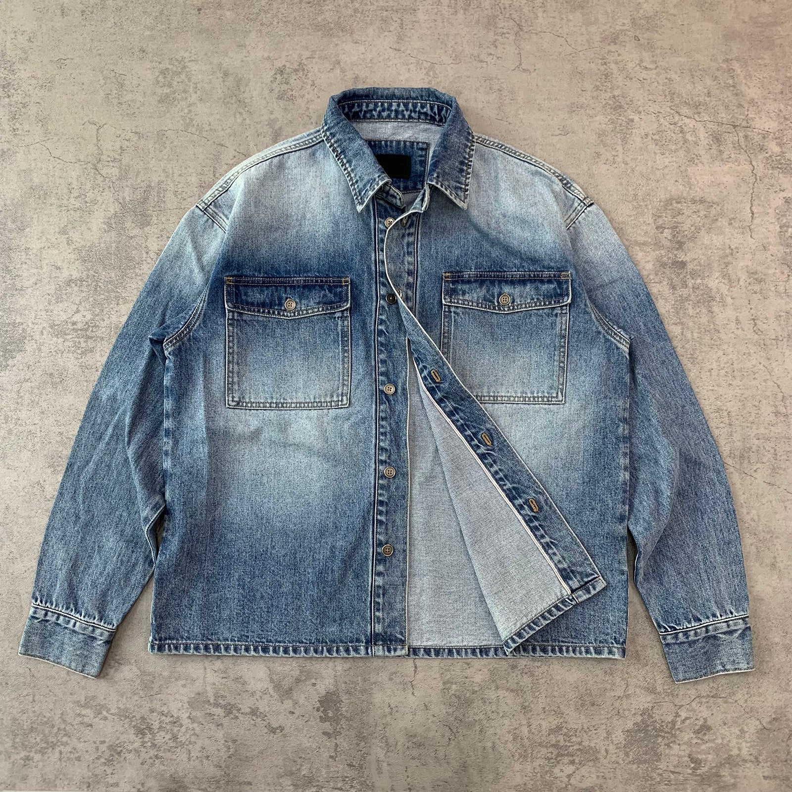 Custom Men's Blue Oversized Selvedge Denim Jacket