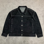 Custom Men's Black Oversized Selvedge Denim Jacket