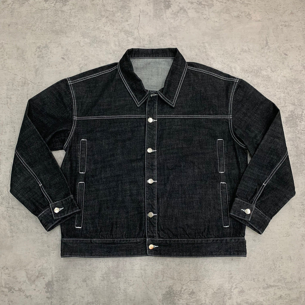 Custom Men's Black Oversized Selvedge Denim Jacket