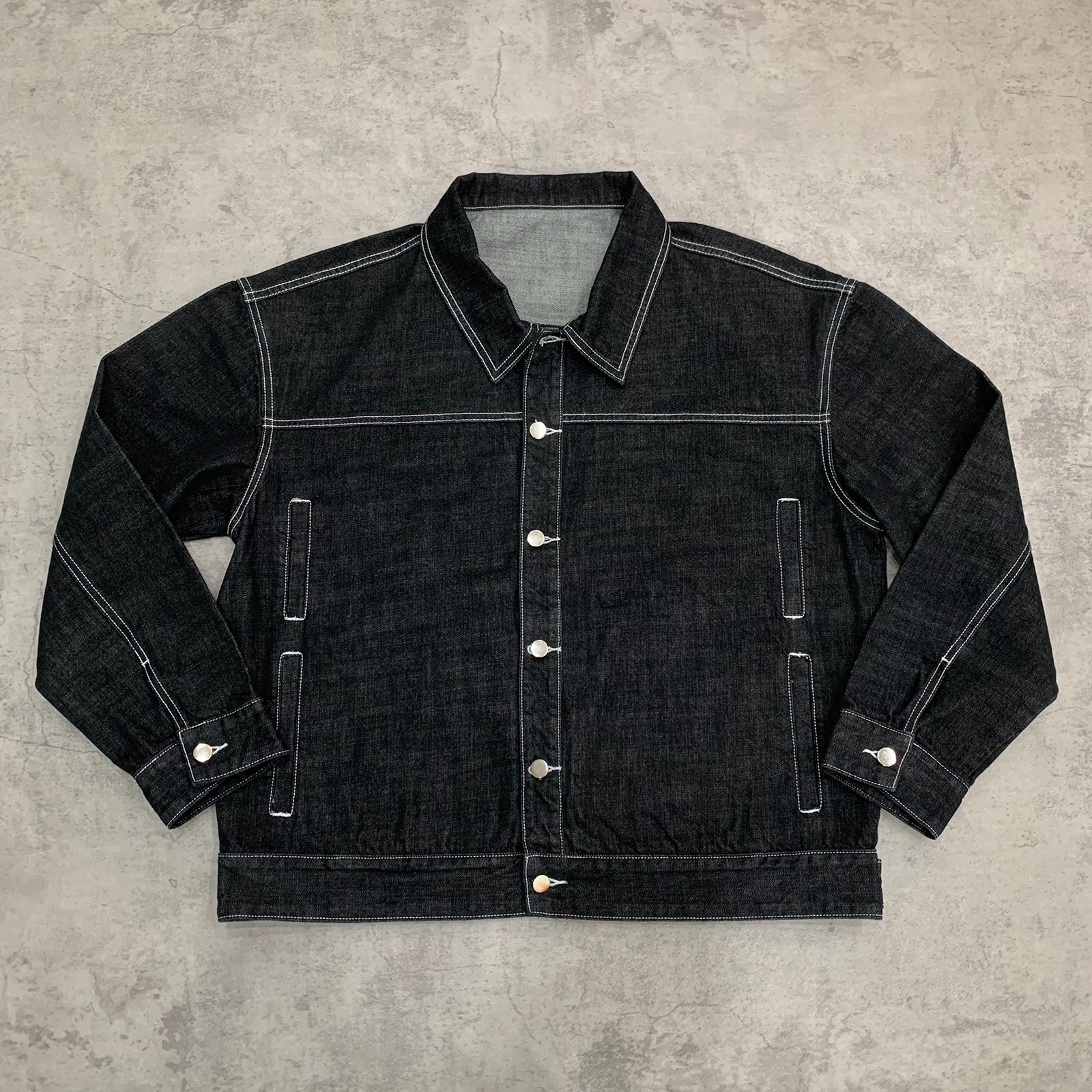 Custom Men's Black Oversized Selvedge Denim Jacket