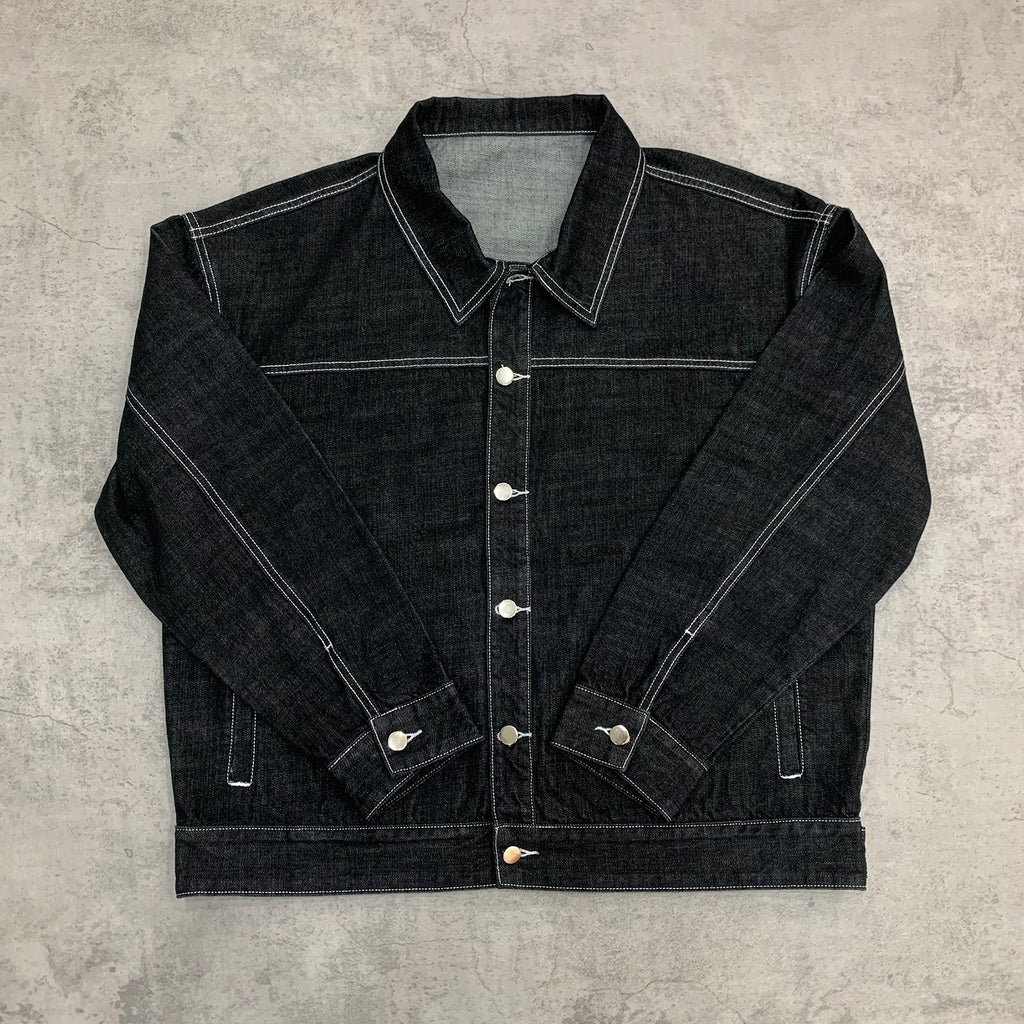 Custom Men's Black Oversized Selvedge Denim Jacket