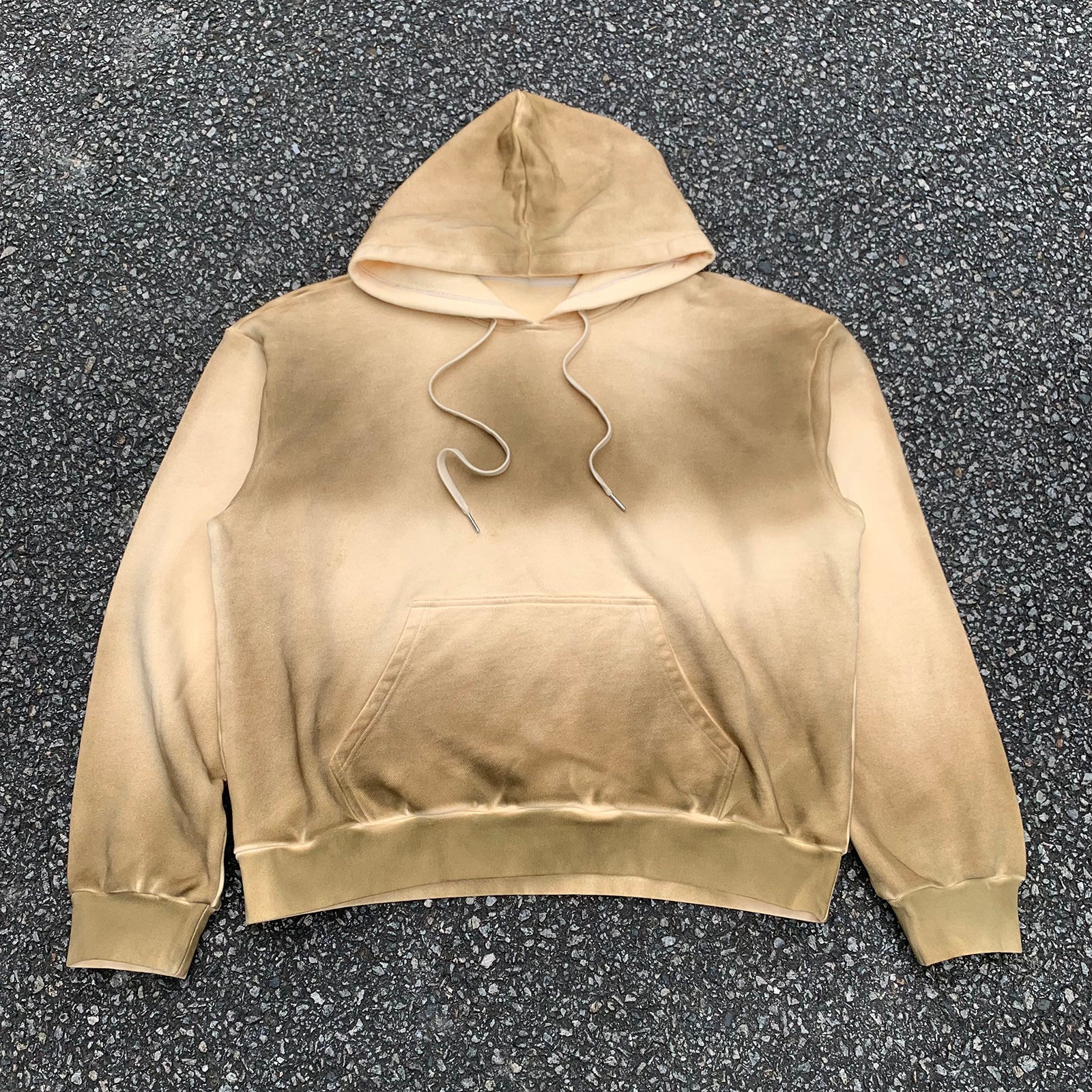 Hoodie men brown oversized heavyweight sun faded vintage washed