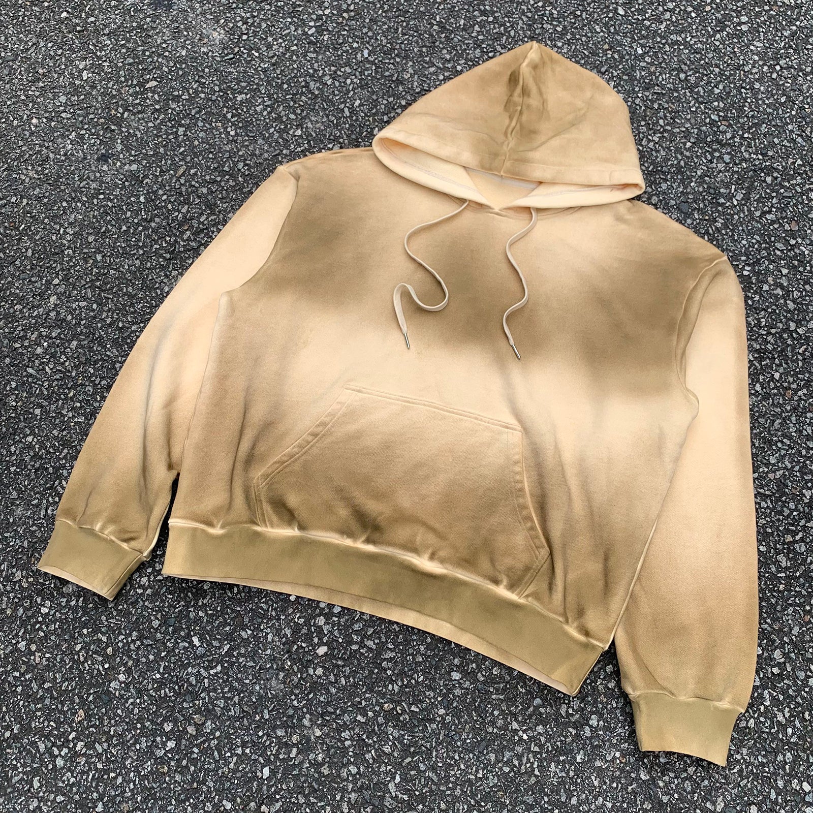 Hoodie men brown oversized heavyweight sun faded vintage washed