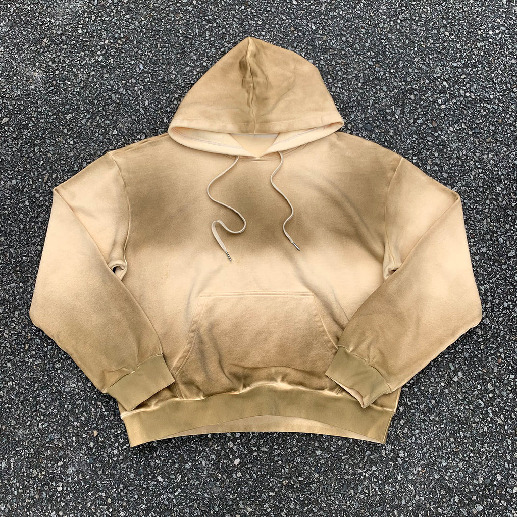 Hoodie men brown oversized heavyweight sun faded vintage washed