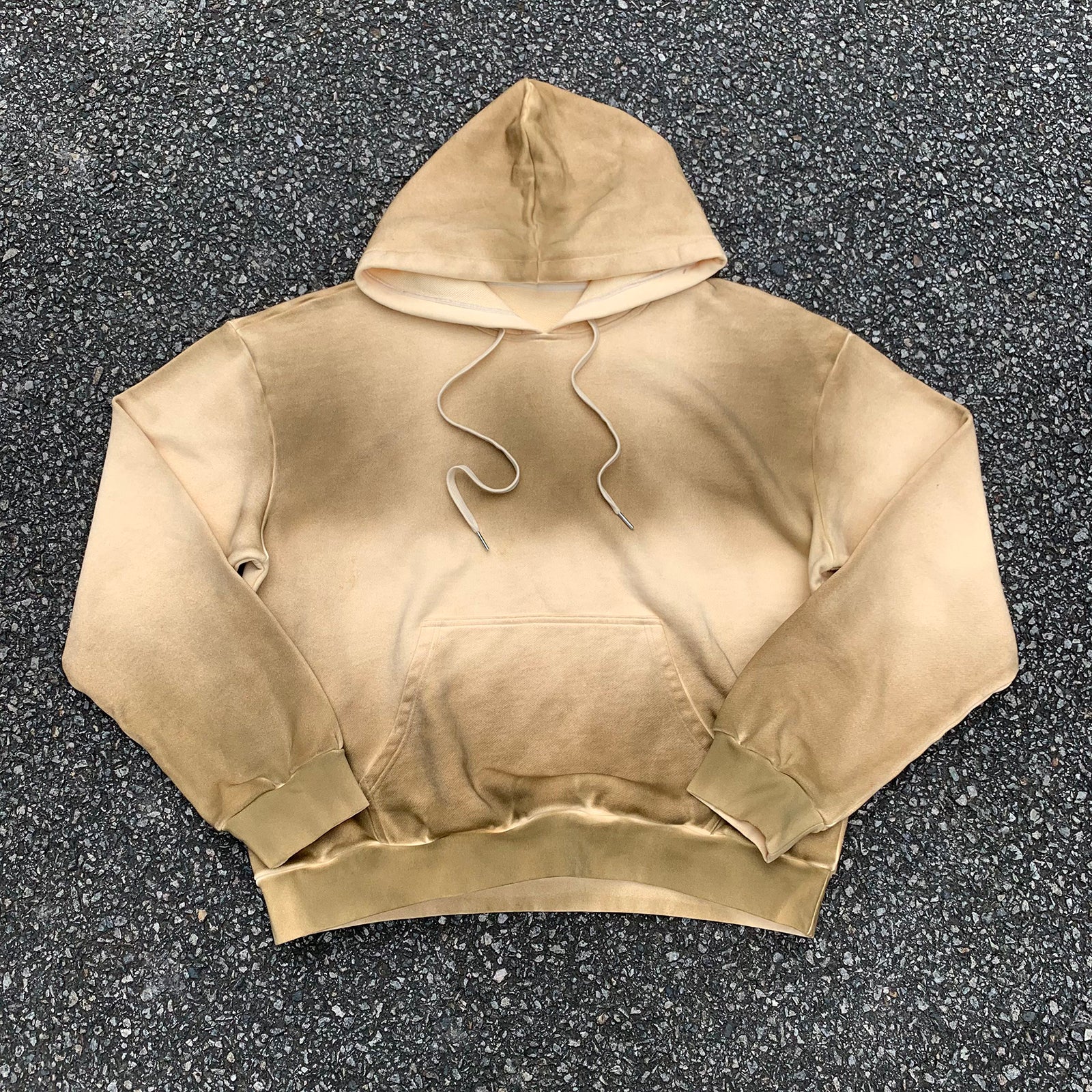 Hoodie men brown oversized heavyweight sun faded vintage washed