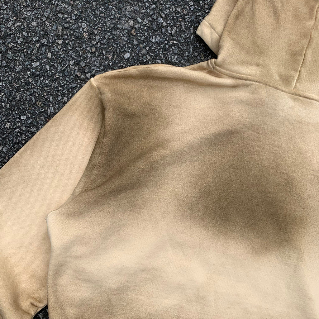Hoodie men brown oversized heavyweight sun faded vintage washed