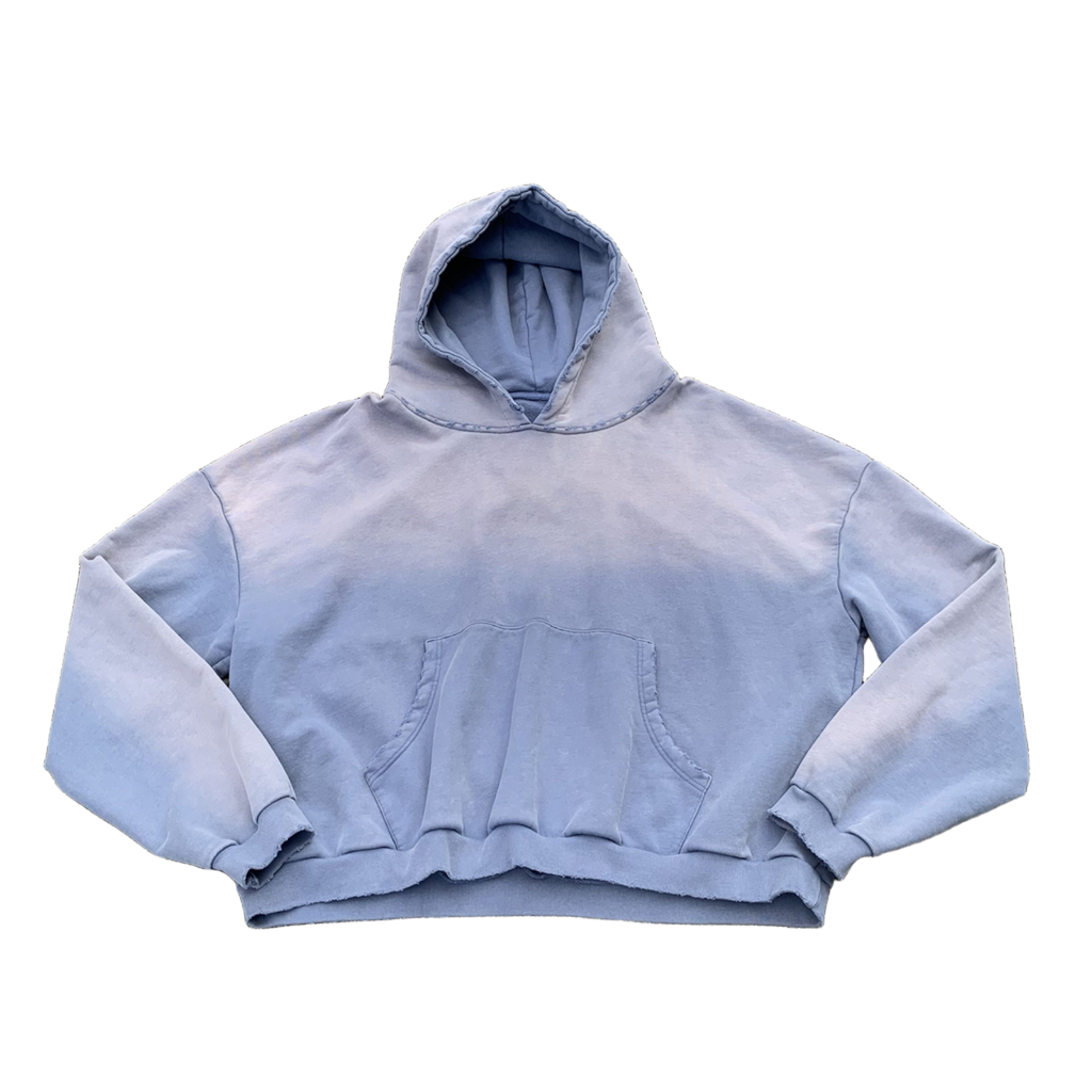 Custom Cropped Boxy Oversize Hoodie Sun Faded Vintage Washed