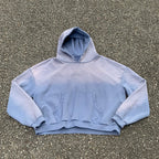 Custom Cropped Boxy Oversize Hoodie Sun Faded Vintage Washed