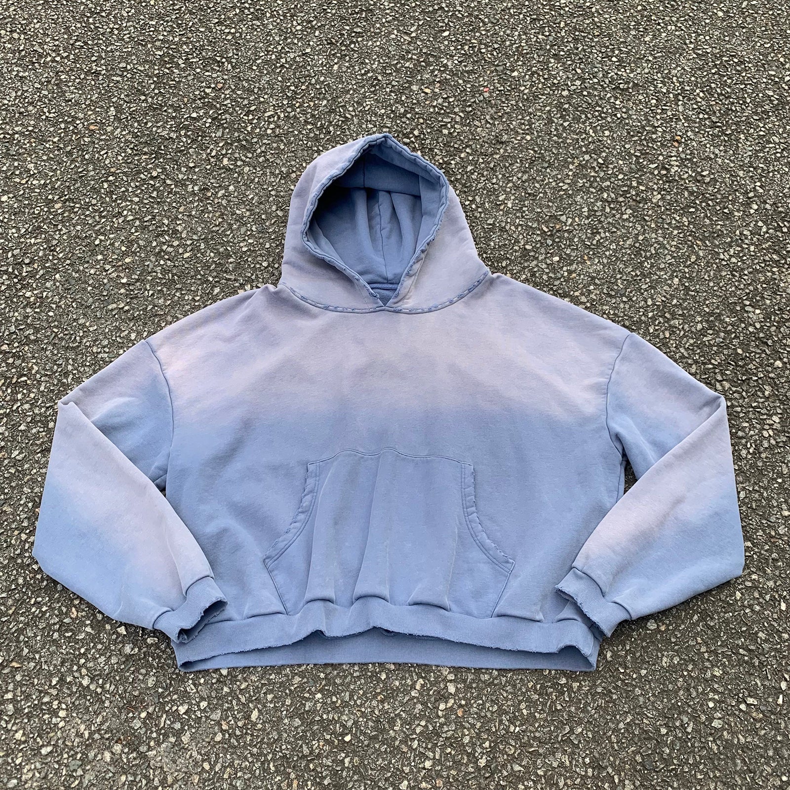 Custom Cropped Boxy Oversize Hoodie Sun Faded Vintage Washed