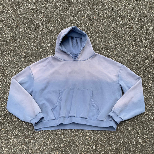 Custom Cropped Boxy Oversize Hoodie Sun Faded Vintage Washed