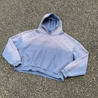 Custom Cropped Boxy Oversize Hoodie Sun Faded Vintage Washed