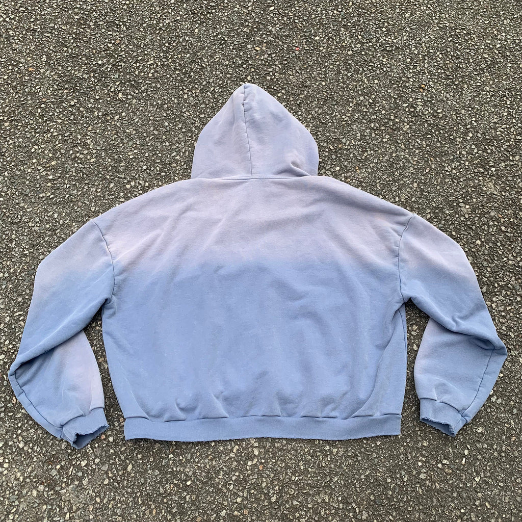 Custom Cropped Boxy Oversize Hoodie Sun Faded Vintage Washed