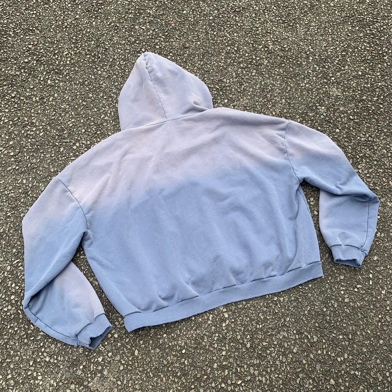 Custom Cropped Boxy Oversize Hoodie Sun Faded Vintage Washed