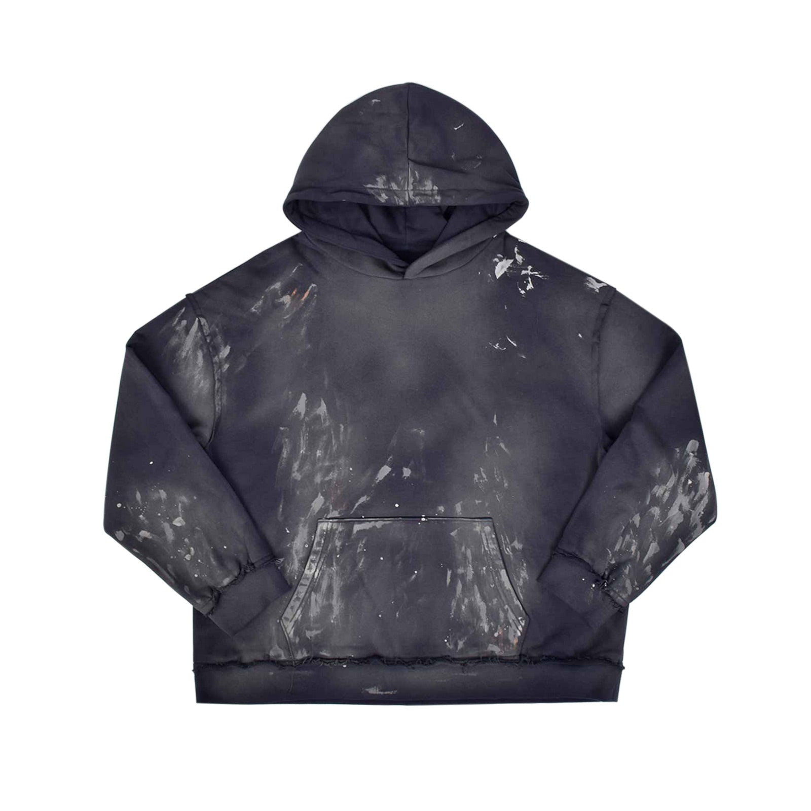 Custom Men's Deep Blue Oversize Vintage Washed Hoodie With Paint Splatters