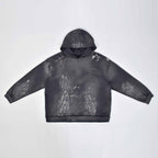 Custom Men's Deep Blue Oversize Vintage Washed Hoodie With Paint Splatters